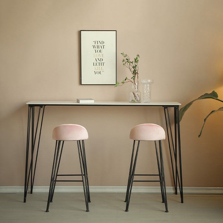 Industrial Footrest Counter & Bar Stool Low Back Indoor Velvet Counter Stool