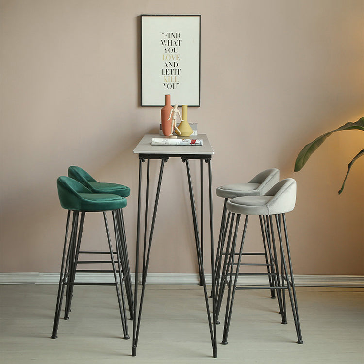 Industrial Footrest Counter & Bar Stool Low Back Indoor Velvet Counter Stool