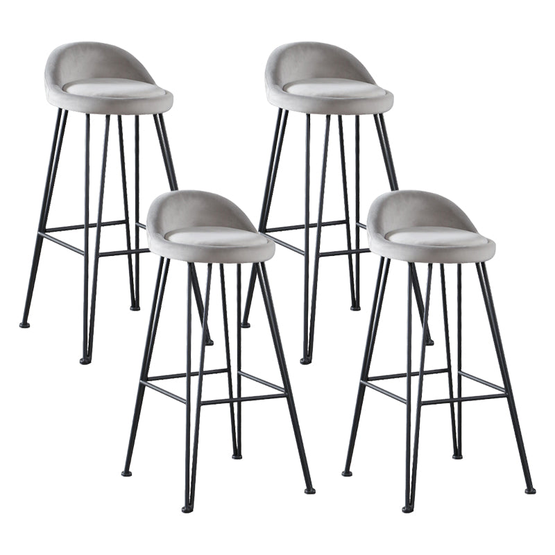 Industrial Footrest Counter & Bar Stool Low Back Indoor Velvet Counter Stool