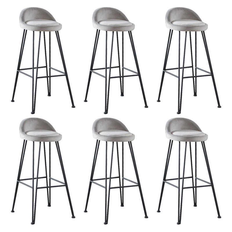 Industrial Footrest Counter & Bar Stool Low Back Indoor Velvet Counter Stool