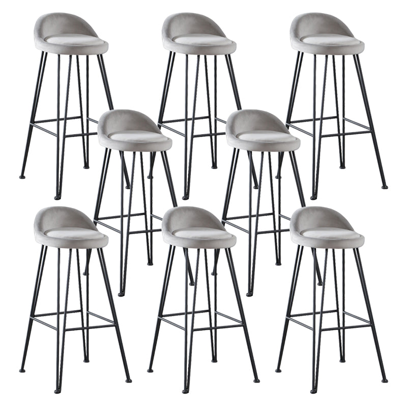 Industrial Footrest Counter & Bar Stool Low Back Indoor Velvet Counter Stool