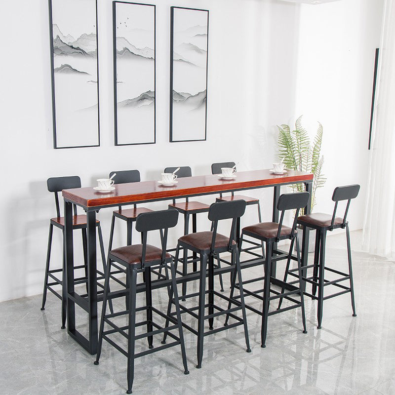 Industrial Bar Stool Wooden Counter Bar Stool with Metal Legs for Home