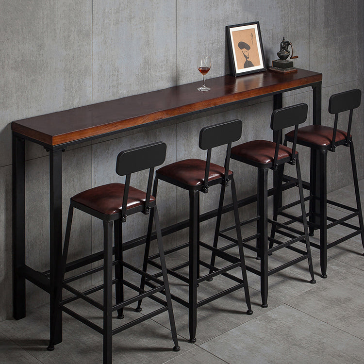 Industrial Bar Stool Wooden Counter Bar Stool with Metal Legs for Home