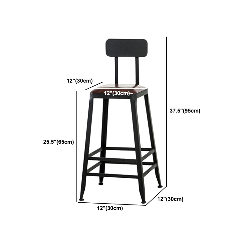Industrial Bar Stool Wooden Counter Bar Stool with Metal Legs for Home