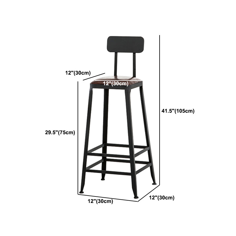 Industrial Bar Stool Wooden Counter Bar Stool with Metal Legs for Home