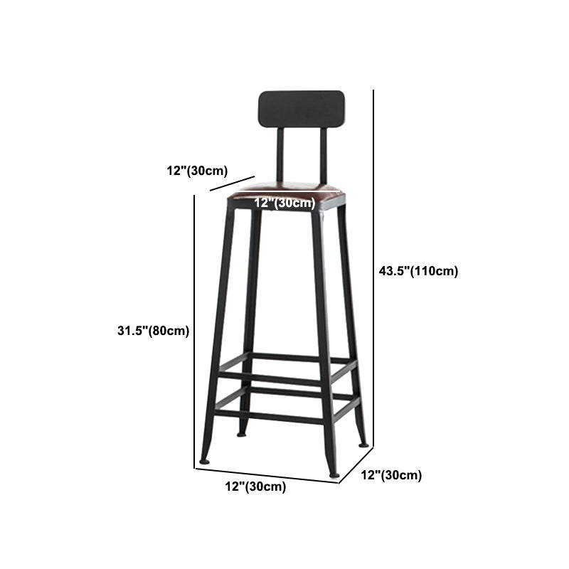 Industrial Bar Stool Wooden Counter Bar Stool with Metal Legs for Home