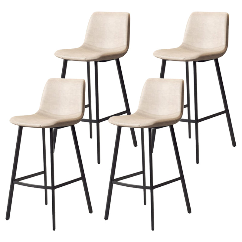 Modern Backrest Armless Counter Stool Iron Milk Tea Shop Bar Stool with Leather Cushion