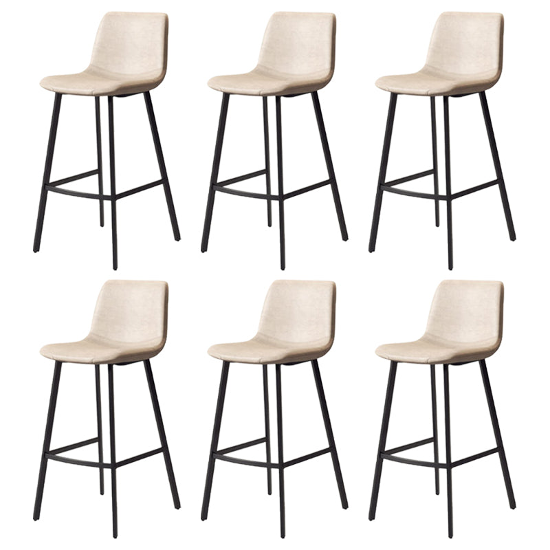 Modern Backrest Armless Counter Stool Iron Milk Tea Shop Bar Stool with Leather Cushion