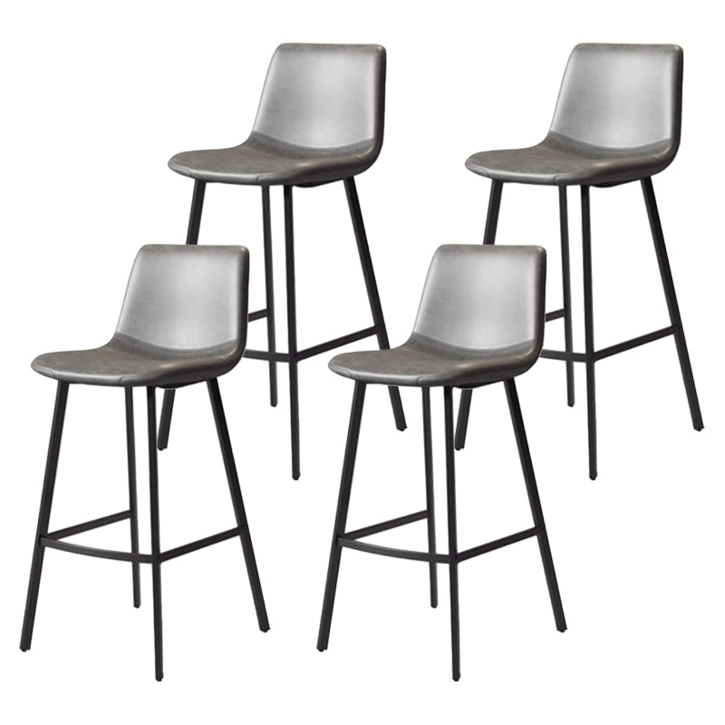 Modern Backrest Armless Counter Stool Iron Milk Tea Shop Bar Stool with Leather Cushion