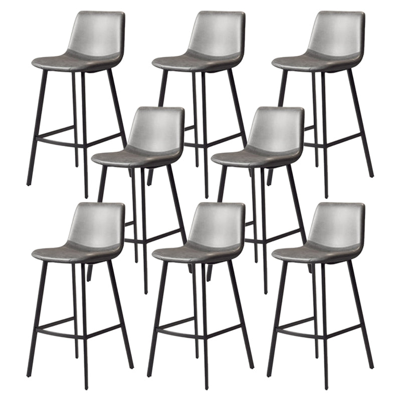 Modern Backrest Armless Counter Stool Iron Milk Tea Shop Bar Stool with Leather Cushion