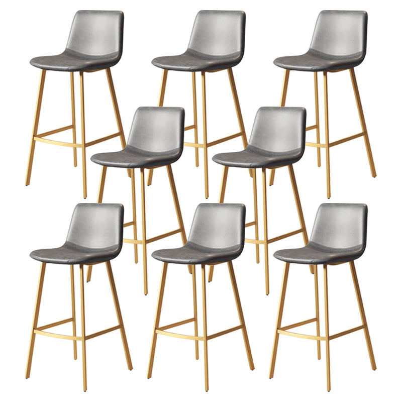 Modern Backrest Armless Counter Stool Iron Milk Tea Shop Bar Stool with Leather Cushion