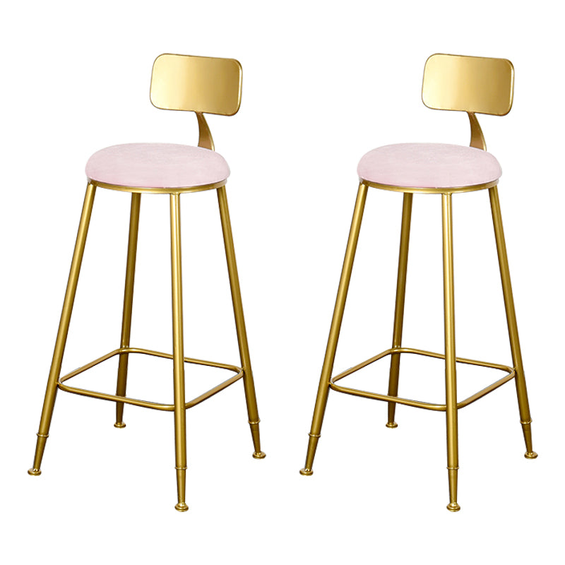 Glam Backrest Armless Counter Stool Iron Kitchen Bar Stool with Pedal and Cushion