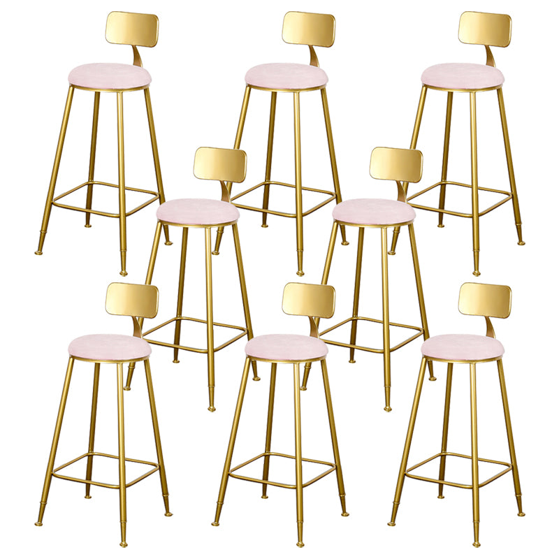 Glam Backrest Armless Counter Stool Iron Kitchen Bar Stool with Pedal and Cushion