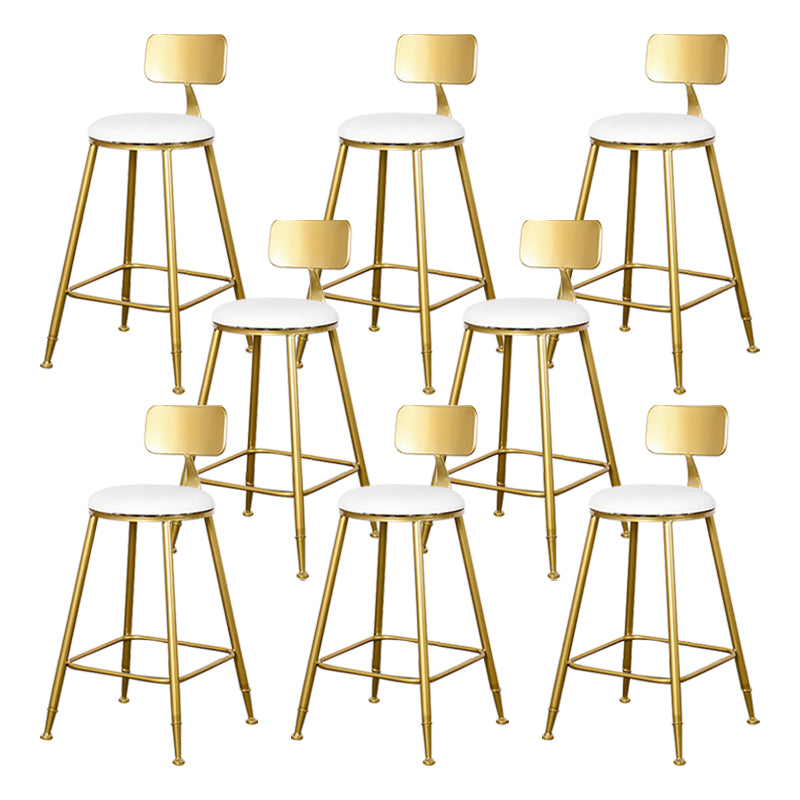 Glam Backrest Armless Counter Stool Iron Kitchen Bar Stool with Pedal and Cushion