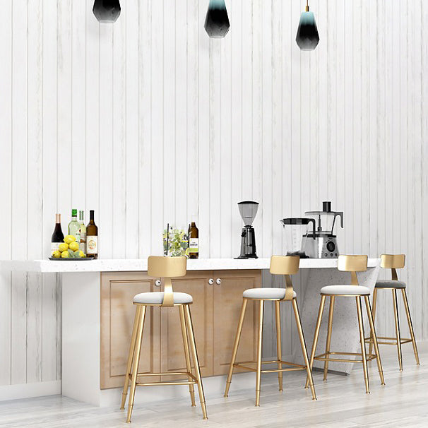 Glam Backrest Armless Counter Stool Iron Kitchen Bar Stool with Pedal and Cushion