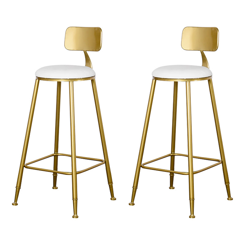 Glam Backrest Armless Counter Stool Iron Kitchen Bar Stool with Pedal and Cushion