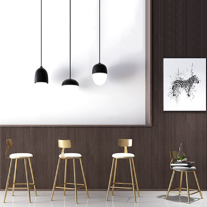 Glam Backrest Armless Counter Stool Iron Kitchen Bar Stool with Pedal and Cushion