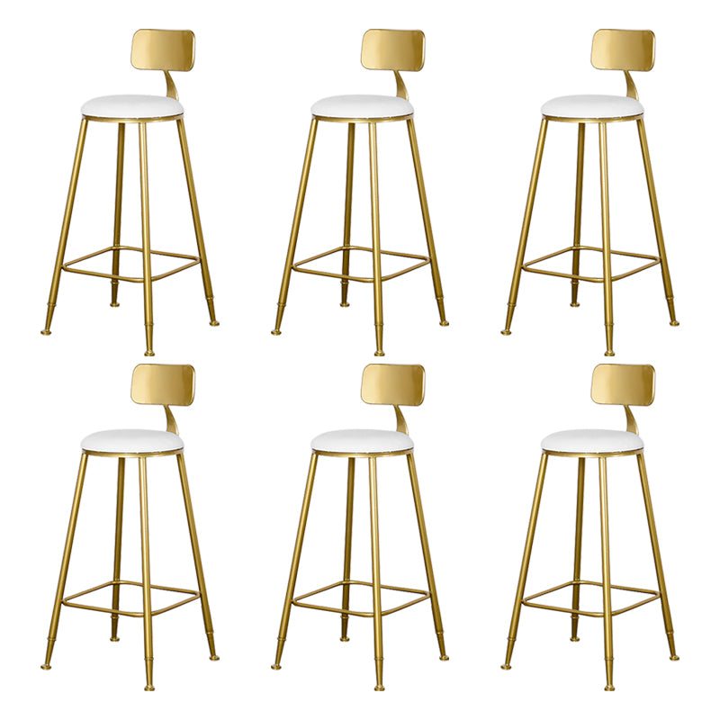 Glam Backrest Armless Counter Stool Iron Kitchen Bar Stool with Pedal and Cushion