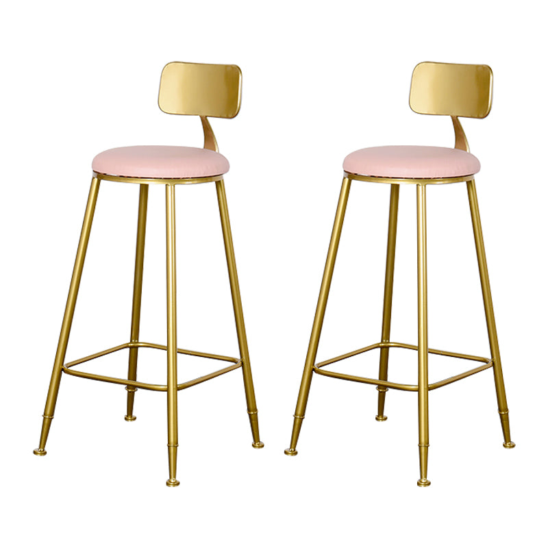 Glam Backrest Armless Counter Stool Iron Kitchen Bar Stool with Pedal and Cushion