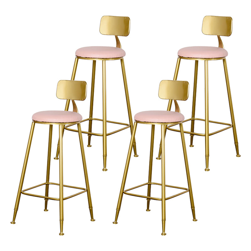 Glam Backrest Armless Counter Stool Iron Kitchen Bar Stool with Pedal and Cushion