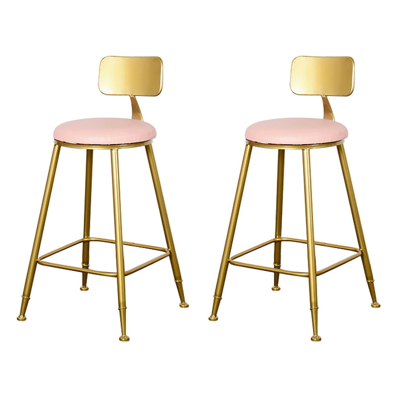 Glam Backrest Armless Counter Stool Iron Kitchen Bar Stool with Pedal and Cushion