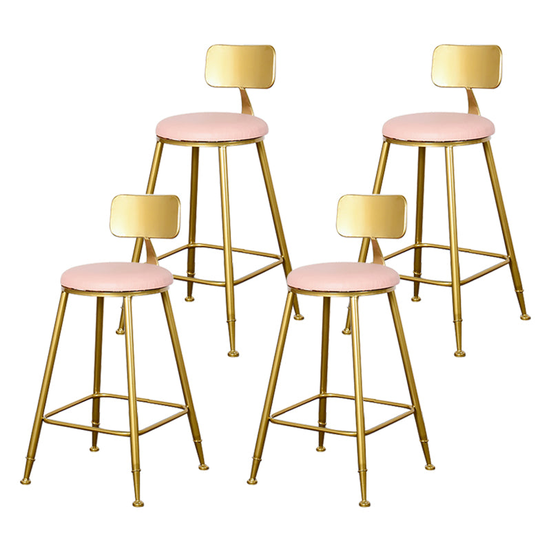 Glam Backrest Armless Counter Stool Iron Kitchen Bar Stool with Pedal and Cushion