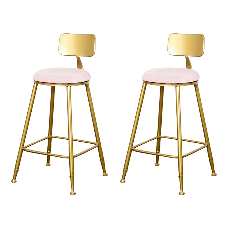 Glam Backrest Armless Counter Stool Iron Kitchen Bar Stool with Pedal and Cushion