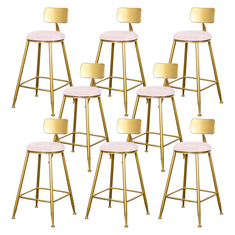 Glam Backrest Armless Counter Stool Iron Kitchen Bar Stool with Pedal and Cushion