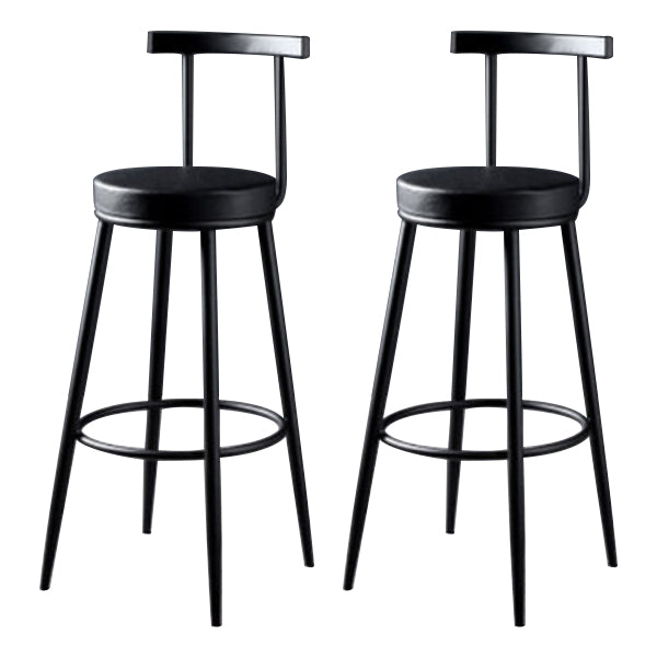Glam Backrest Armless Counter Stool Iron Kitchen Bar Stool with Pedal and Cushion
