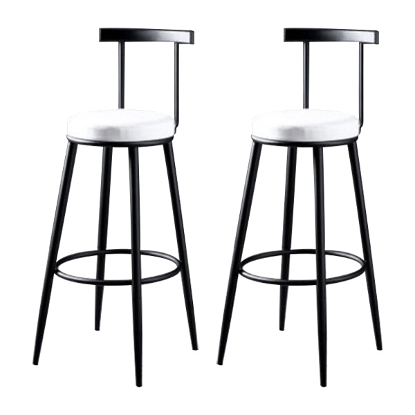 Glam Backrest Armless Counter Stool Iron Kitchen Bar Stool with Pedal and Cushion