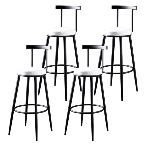 Glam Backrest Armless Counter Stool Iron Kitchen Bar Stool with Pedal and Cushion