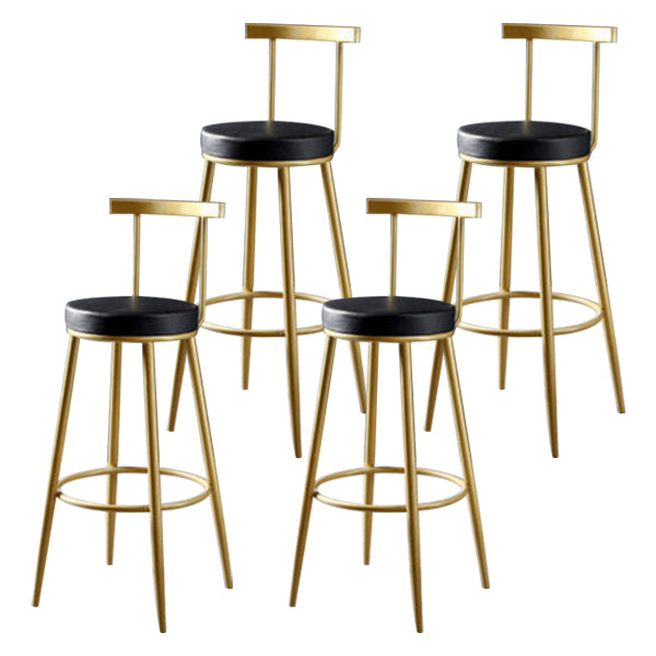 Glam Backrest Armless Counter Stool Iron Kitchen Bar Stool with Pedal and Cushion