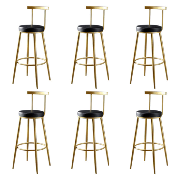 Glam Backrest Armless Counter Stool Iron Kitchen Bar Stool with Pedal and Cushion