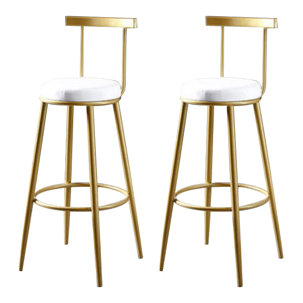 Glam Backrest Armless Counter Stool Iron Kitchen Bar Stool with Pedal and Cushion