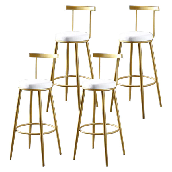 Glam Backrest Armless Counter Stool Iron Kitchen Bar Stool with Pedal and Cushion