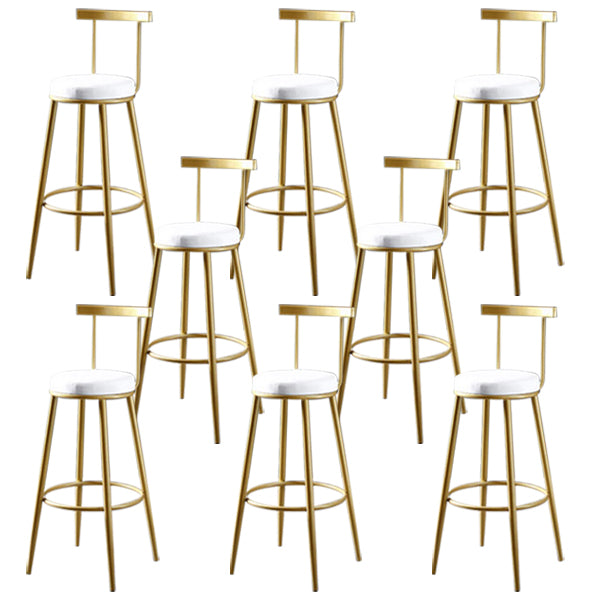 Glam Backrest Armless Counter Stool Iron Kitchen Bar Stool with Pedal and Cushion