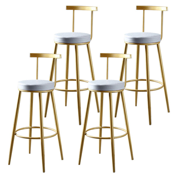 Glam Backrest Armless Counter Stool Iron Kitchen Bar Stool with Pedal and Cushion