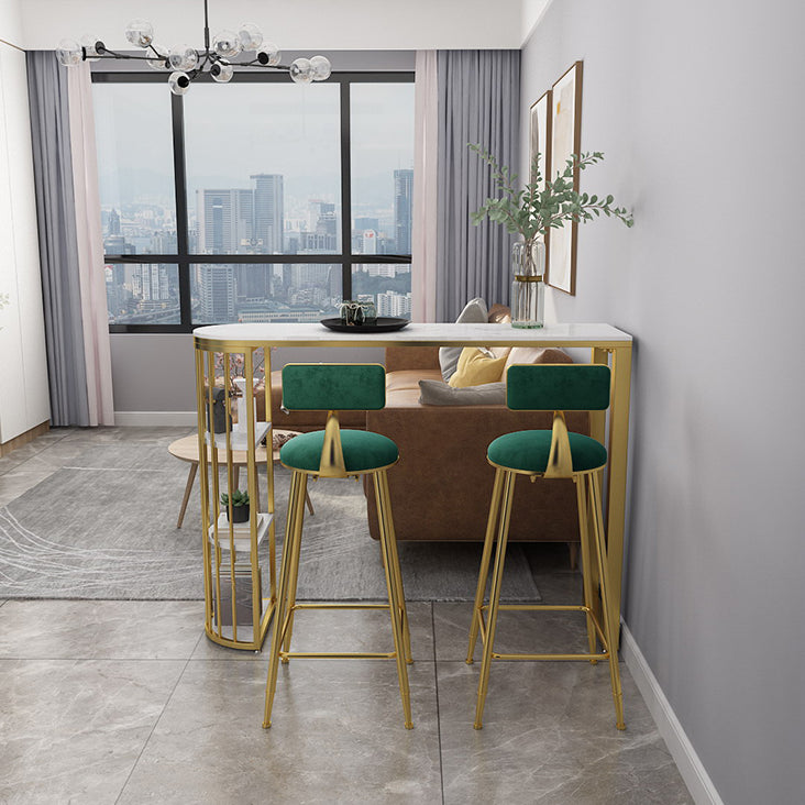 1/3 Pieces Glam Iron Bar Table Set White Faux Marble Top Bistro Set with Shelf