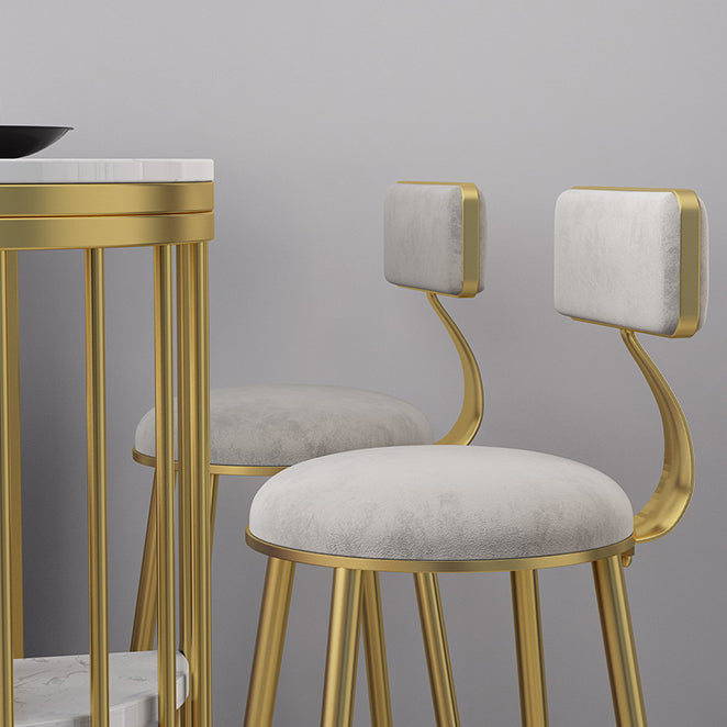 1/3 Pieces Glam Iron Bar Table Set White Faux Marble Top Bistro Set with Shelf