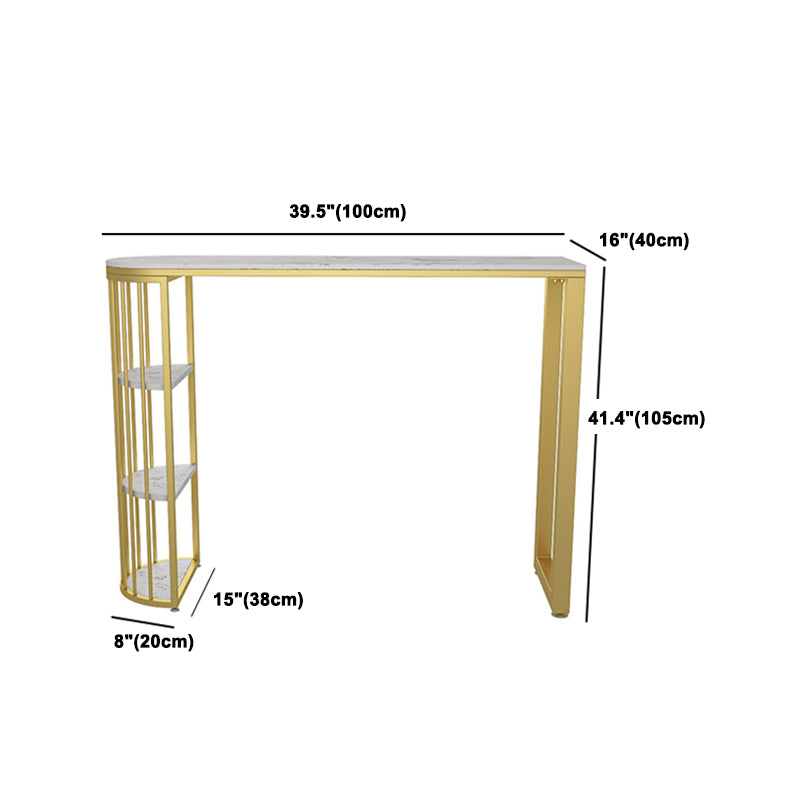 1/3 Pieces Glam Iron Bar Table Set White Faux Marble Top Bistro Set with Shelf