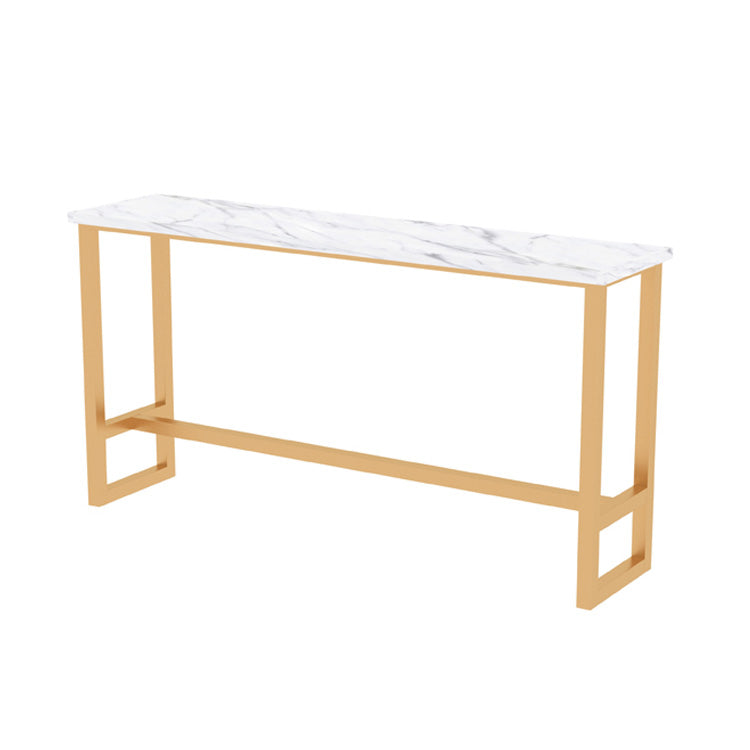 1/2/5 Pieces Modern Iron Bar Table Set Rectangle Engineered Wood Bistro Set with Footrest