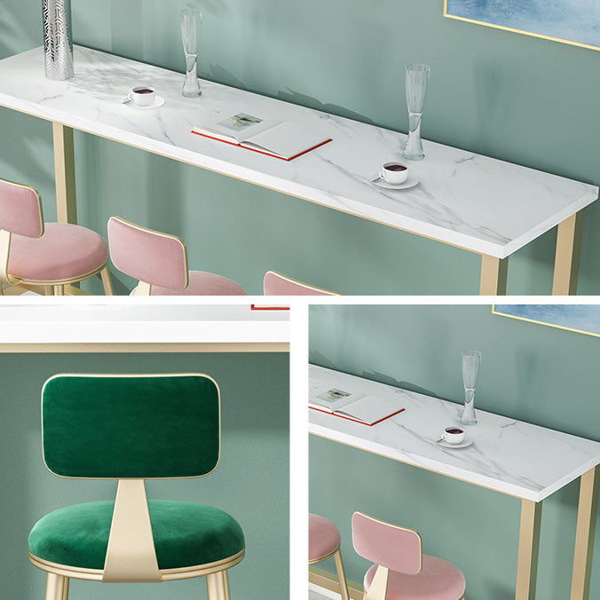 1/2/5 Pieces Modern Iron Bar Table Set Rectangle Engineered Wood Bistro Set with Footrest