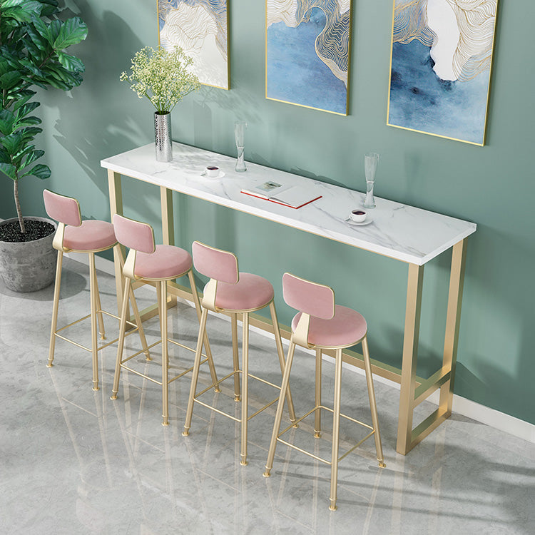 1/2/5 Pieces Modern Iron Bar Table Set Rectangle Engineered Wood Bistro Set with Footrest