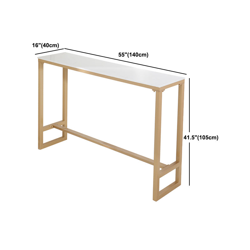 1/2/3/5 Pieces Glam Iron Bar Table Set Rectangle Bistro Set with White Faux Marble Top