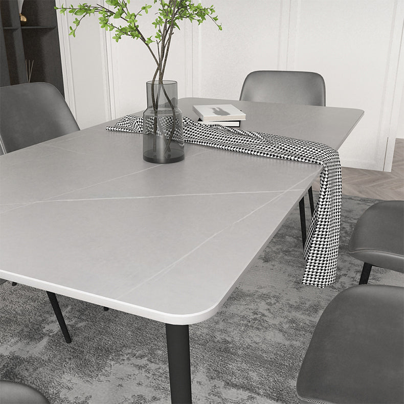 Modern Grey Dinette Set 1/4/7 Pieces Rectangle Dining Table Set with Stone Top
