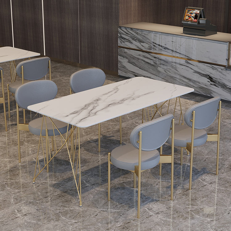 White Stone Top Dining Table Set 1/2/5 Pieces Contemporary Indoor Dinette Set