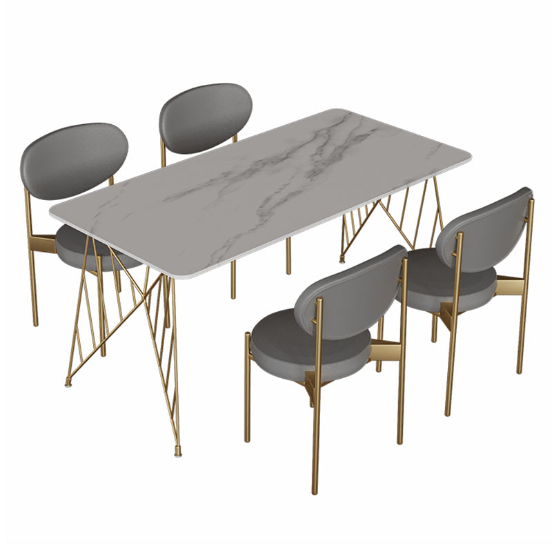 White Stone Top Dining Table Set 1/2/5 Pieces Contemporary Indoor Dinette Set