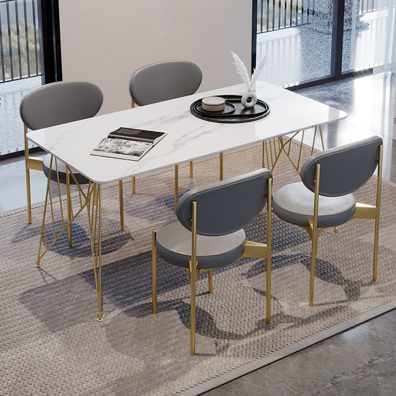 White Stone Top Dining Table Set 1/2/5 Pieces Contemporary Indoor Dinette Set