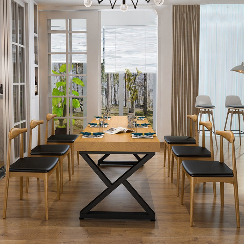 Industrial Double Pedestal Dining Table Set 1/2/7 Pieces Solid Wood Dinette Set