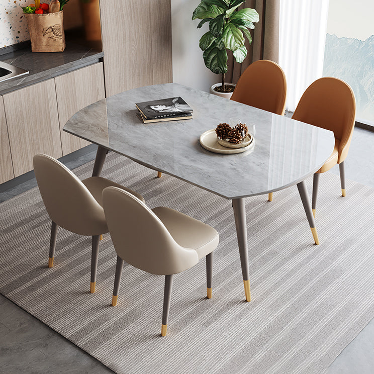 Contemporary Sintered Stone Table Round Table Set 1/4/5/7 Pieces Dining Set